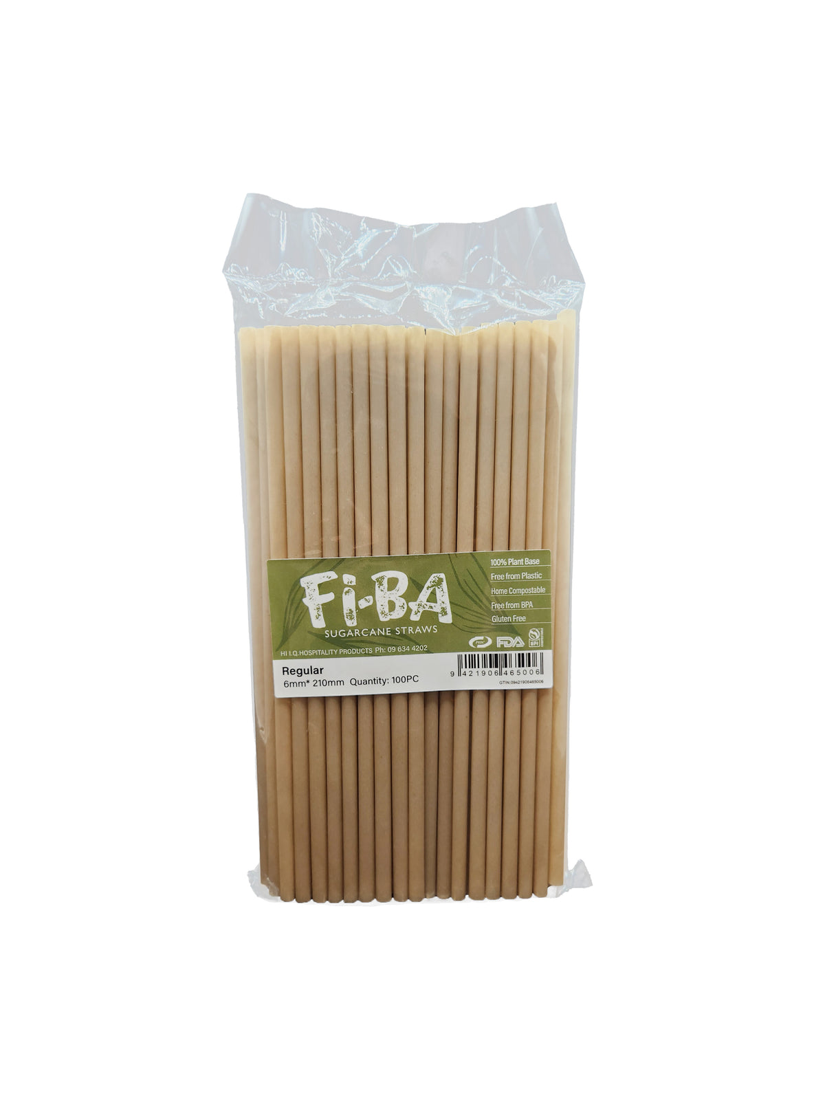 Sugarcane Regular Straws 6mm x 210mm | 100pcs – Fi-BA Sugarcane Straws